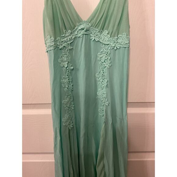 Vintage Unbranded Viscose Floral Embroidered Semi-Sheer Slip Dress Gown, sz L - Picture 3 of 6